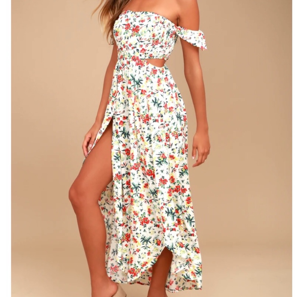Lush Floral Off-the-Shoulder Maxi Dress